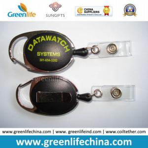 China Oval Heavy Duty Black Carabiner Badge Reel Holder W/Vinyle Strap supplier