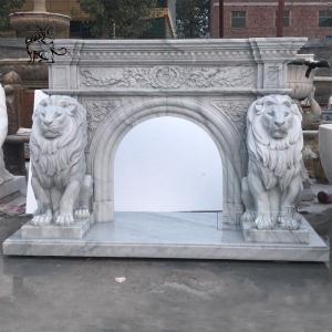 Marble Lion Sculpture Stone Modern Garden Decoration Hand-carved White Life Size