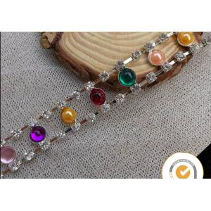 Decorative colourful beautiful rhinestones chain brass cup cahin for garment, pearl and rhinestone trimmings wholesale