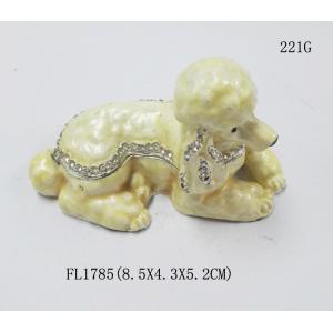 China Fashion metal alloy dog trinket Jewelry Box pewter white cute dog trinket Jewelry Box supplier