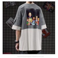 China Color Matching Round Neck Men Streetwear T Shirts Sublimation Logo on sale