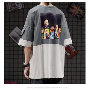 Color Matching Round Neck Men Streetwear T Shirts Sublimation Logo