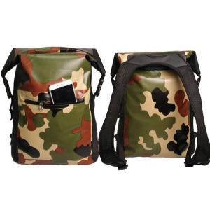 China Camping Camo Dry Bag Backpack Roll Top Closure With Front Zippered Pocket wholesale