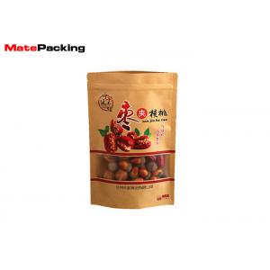 China Food Packaging Flat Brown Kraft Paper Bags Recyclable Gravure Printing With Window supplier