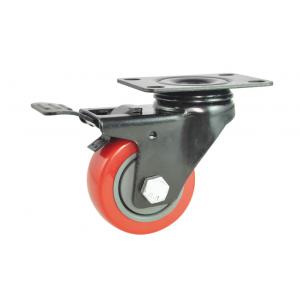 100 mm Red Wheel Swivel Caster Wheel  PU Black Bracket with Locking