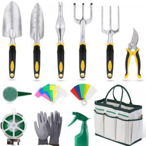 China Durable Heavy Duty Tool Set Canvas Bag Combination Kit Aluminum Shovel Garden Scissors with Cloth Bucket supplier