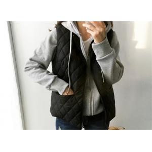 China Wadded Ladies Black Vest Quilted Sleeveless Jacket Warm Down 100% Polyester supplier