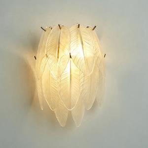 China G9 Iron Art Golden Feather Crystal Wall Lights 25cm For Bedroom supplier
