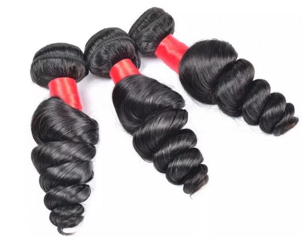 Peruvian Loose Wave Virgin Hair Extensions 1B , Curly Hair Weave Human Hair