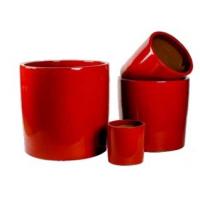 China Red 50x50cm Round Ceramic Flower Pots Large Outdoor on sale
