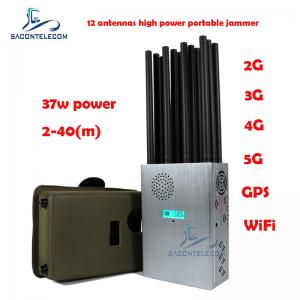 High Power 37w Mobile Phone Signal Jammer 12 Antennas 2G 3G 4G 5G Portable Jammer