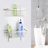 Durability Double Layers Stainless Steel Shower Basket Wall Mounted