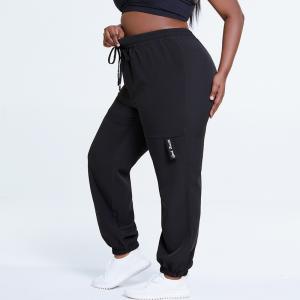 Richee Plus Size Sports Pants Womens Black Running Pants With Pockets