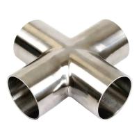 China Joint Connector Sanitary Stainless Steel 304 316L Pipe Fittings Weld Tri Clamp Cross 4 Way Cross on sale