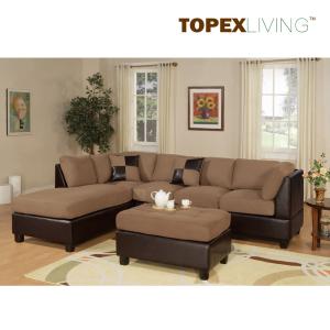 China Light Brown Corduroy Sectional Sofa 2pc Set Sofa Couch Chaise Sofa Set with table,L shaped Fabric Corner Sofa Set wholesale