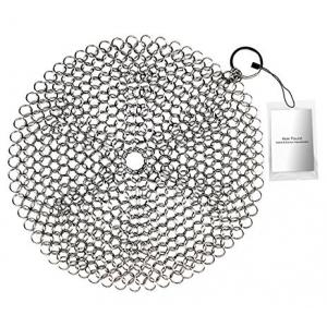 Stainless Steel 316 Wire Mesh Curtain Cast Iron Pan Chainmail Scrubber Round Shape