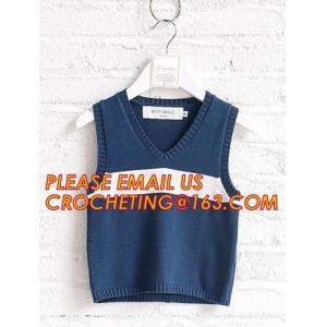 Hot sale sleeveless, hand knit baby boys stylish sweaters, Fashion clothing kids knit vest pattern child sleeveless swea