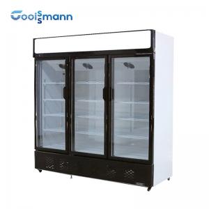 862L Glass Door Cooler Fridge Static With Fan Drink Upright Display 2m Height