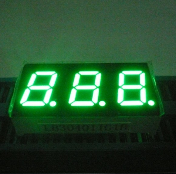 Triple Digit Pure Green 7 Segment LED Display Common Cathode