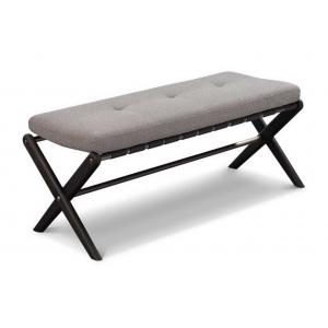 Designer furniture of Fabric Upholstery Bench with soft cushion by Oak wood legs for Villa Bedroom furniture sale
