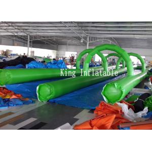 PVC Tarpaulin Inflatable Slip Slide 300m Long Double Lanes Inflatable Water City