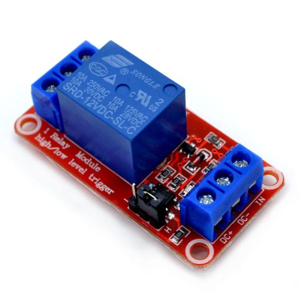 Contact Load 12V 1 Channel Relay Module with Optocoupler Isolation on Red PCB Board