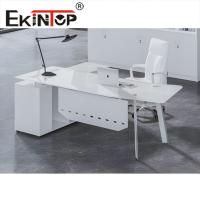 China White Black Modern Glass Desk Office Transparent Tempered Glass Table on sale