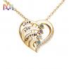 45cm Stainless Steel Heart Pendant Necklace With Birthstone Inlayed Engraving
