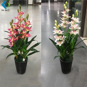 Fabric Floral Artificial Orchid In Pot For Indoor Home Decoration 1m Height
