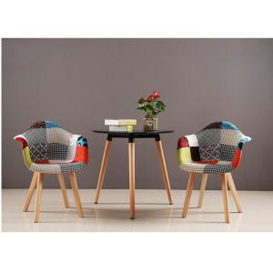 Fabric Armrest Patchwork Dining Chair