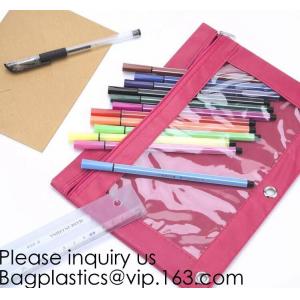 China Stationery products Pencil Pouch Pvc Portable Pencil Case For Students,3 Ring Binder Zippered Pencil Pouches with Clear supplier