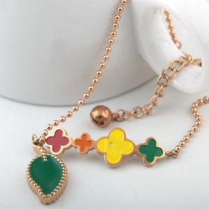 China Colorful Four Leaf Clover Bangel, Stainless Steel Chain, Rose Gold Bracelet supplier
