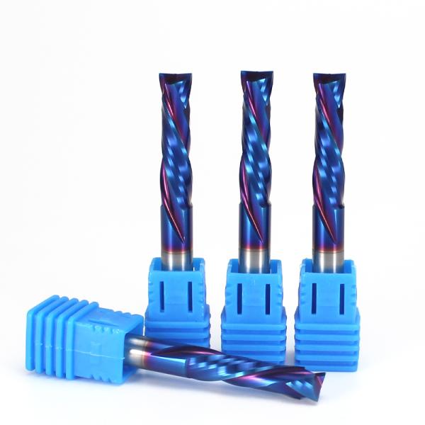 CNC Router Bit Tungsten Steel Double Edged Spiral Woodworking Flat Milling Cutter for Wood PVC Acrylic MDF Particleboard