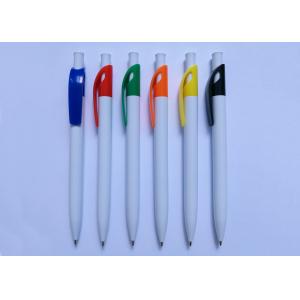 China White Color Simpe Plastic Ball Pen with customized or silk printing for promotion supplier