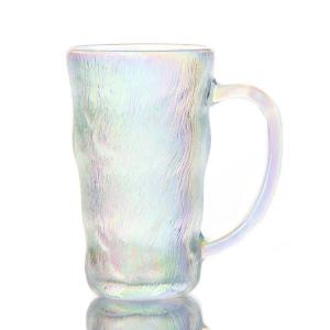 China 300ml Crystal Coffee Mugs Glacier Glass Tumbler With Handle supplier