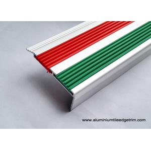 China 2.5m Length Aluminum Stair Tread Nosing With 2 PVC Vinyl Insert Red And Green supplier