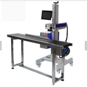 High speed and prescion auto focus galvo scanner flying CO2 laser marking/cutting machine with conveyor