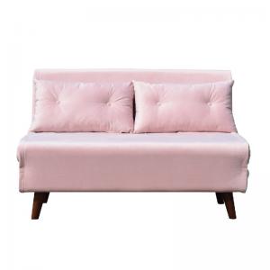 Pink Velvet Two Seat Sofa Bed Folding Chair Fabric Foam Plywood