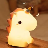 China Nice Dream Unicorn Silicone Night Lamp For Kids 8 Color Changing Baby Night Light With Remote Timer on sale