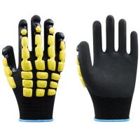 China Heavy Duty 13G Anti Impact Gloves Safety Grip Nitrile Coated Hand Gloves on sale
