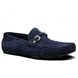 Spring / Autumn Mens Leather Loafers Classic Blue Suede Monk Shoes For Gentlemen