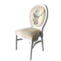 China Stackable French Furniture Dining Room Chairs , Linen Fabric Solid Wood Dining Chairs on sale