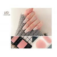 China Long Artificial Press On Nude Coffin Nails With Crystal Stone on sale