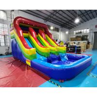 China 0.55mm PVC Outdoor Inflatable Water Slides With Pool on sale