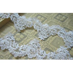 Ivory Wedding Dress Lace Border with Cord/ Bridal veils Lace Edge with Bead