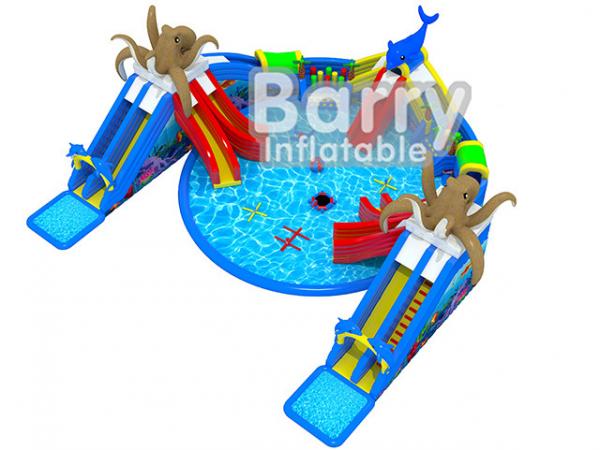 Giant Octopus Water Amusement Park , Portable Blow Up Water Park With Floating