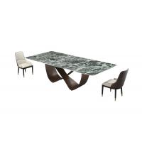 China Square Ceramic Marble Top Dining Table With Stainless Steel Base Six To Eight Person Tables on sale