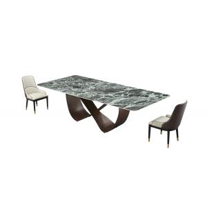 Square Ceramic Marble Top Dining Table With Stainless Steel Base Six To Eight Person Tables