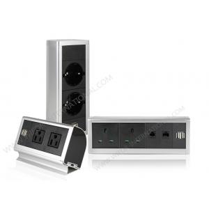 China 110 - 250V Aluminum Edge Desk Mountable Power Strip Silver Or Black Color supplier