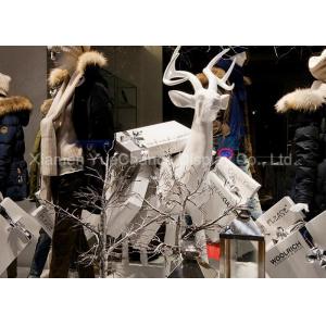 China Life Size Resin Deer Sculpture , Fibreglass Garden Animals Artificial Style supplier